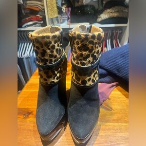 Leopard heeled ankle booties
